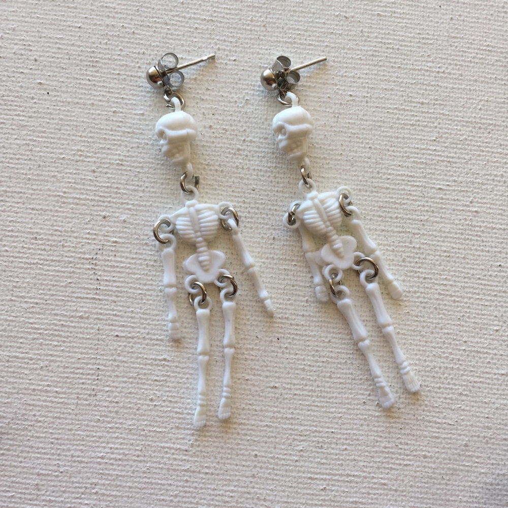 Vintage Small Plastic Skeleton Earrings